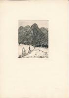 Perei Zoltán (1913-1992): Útban a Fekete-hegység felé (Don Quijote illusztráció), 1949. Rézmetszet, ...