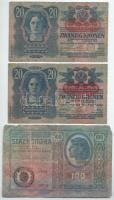1912. 100K fekete "ROMANIA TIMBRU SPECIAL" felülbélyegzéssel + Ausztria 1913(1919) 20K piros "DEUTSCHÖSTERREICH" felülbélyegzéssel, II. kiadás (2x) T:VG,G Krause P#R9, P#53