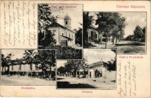 1920 Kálóz, Kálózd; Plébánia, Községháza, Római katolikus templom, Fő utca. Grünwald Vilmos üzlete és saját kiadása (EK)