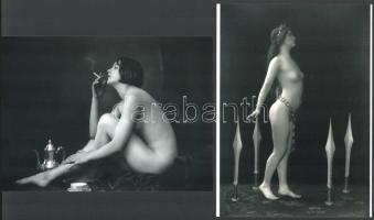 cca 1929 Demeter Károly (1892-1983) budapesti fényképész és fotóművész aktfotó gyűjteményéből 2 db modern nagyítás, jelzés nélkül, 21x15 cm és 15x21 cm