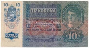 Ausztria 1915(1919) 10K "1252 139007" piros "DEUTSCHÖSTERREICH" felülbélyegzéssel T:F, szép papír Austria 1915(1919) 10 Kronen "1252 139007" with red "DEUTSCHÖSTERREICH" overprint C:F, fine paper Krause P#51