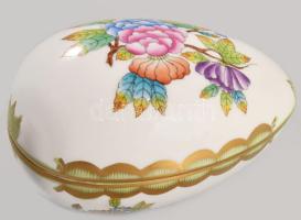 Herendi Viktória mintás tojás alakú bonbonier. Jelzett, hibátlan, 11,5x8 cm