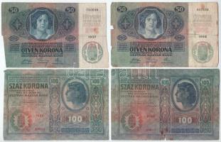 1904. 10K + 1912-1915. 10K (2x) + 20K (2x) + 50K (2x) + 100K (2x), mindegyik felülbélyegzés nélkül T...
