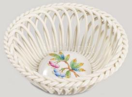 Herendi kosár alakú kínáló, jelzett, hibátlan, d: 13 cm
