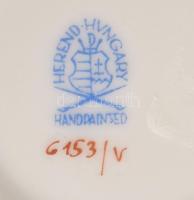 Herendi Viktória mintás bonbonier, rózsa fogóval. Jelzett, rózsán minimális pattogzással, d: 7,5 cm