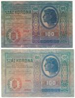 1912. 100K felülbélyegzés nélkül (2xklf színváltozat) T:F, kis szakadás Adamo K28