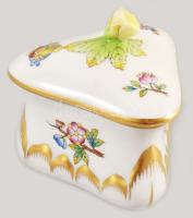 Herendi Viktória mintás fedeles edény bimbó fogóval. Jelzett, kézzel festett, hibátlan, d: 7 cm, m: 8 cm