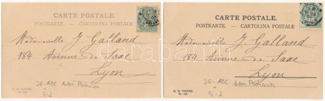 2 db régi finoman erotikus szecessziós művészlap Anton Pinkawa szignójával / 2 pre-1904 Art Nouveau ...