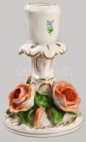 Herendi gyertyatartó, plasztikus rózsa díszítésekkel. Jelzett, hibátlan, m: 13 cm