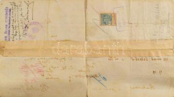 1921 Szabadka, a Szerb-Horvát-Szlovén királyság 2x1 D illetékbélyeg anyakönyvi kivonaton, hátoldalán...