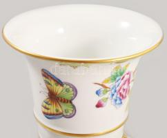 Herendi Viktória mintás körmös váza. Jelzett, kézzel festett, hibátlan, d: 10,5 cm, m: 10 cm