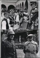 1937 Horthy Miklós kormányzó Székesfehérváron, az ősi koronázó városban tartott vitézzé avatáson; a másik felvételen már amerikai fogságban (München, 1945), 2 db modern nagyítás, jelzés nélkül, 15x21 cm