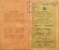 1914 Útlevél bányász részére 30f benyomott illetékbélyeggel