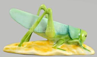 Herendi szöcske. Jelzett, kézzel festett, hibátlan, 8x4,5 cm