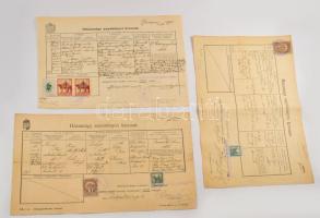 1935 3 db anyakönyvi kivonat Budapest városi illetékbélyegekkel