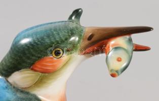 Herendi halat fogó madár. Jelzett, kézzel festett, hibátlan, m: 12,5 cm