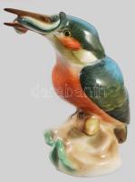 Herendi halat fogó madár. Jelzett, kézzel festett, hibátlan, m: 12,5 cm