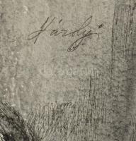 Károlyi András (1938-2023): Portré (cím nélkül). Tus, toll, papír, jelzett. Hajtásnyommal. 39x33,5 c...