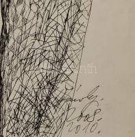 Károlyi András (1938-2023): Angyal (cím nélkül). Tus, toll, papír, jelzett. Hajtásnyommal. 36,5x31,5...