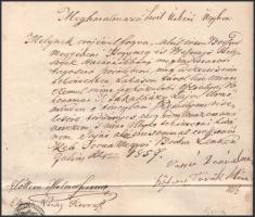 1857 Meghatalmazó levél úrbéri ügyben Bódvalenke, 15kr CM illetékbélyeggel és pecséttel