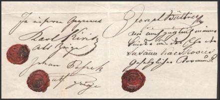 1856 Rozsahegy Felvidék (Rozumberok, SK) meghatalmazás 15kr CM illetékbélyeggel és a három aláíró gy...