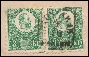 ~1871 Dupla súlyos ajánlott helyi levél előoldalán 2 x Réznyomat 3kr, hátoldalán ép (hajtott) Réznyo...