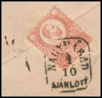 ~1871 Dupla súlyos ajánlott helyi levél előoldalán 2 x Réznyomat 3kr, hátoldalán ép (hajtott) Réznyo...