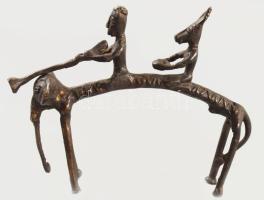 Dogra. Elefánt harcosokkal. Dél-India, cca XX. sz. eleje, bronz. Hibátlan, 21x17 cm