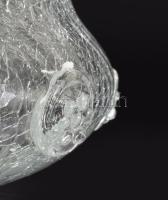 Krakléüveg asztalközép kínáló bütykös díszítéssel. Jelzés nélkül, hibátlan, d: 21 cm, m: 11,5 cm