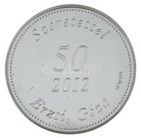 2012. "50. házassági évfordulóra" gravírozott, névre szóló, jelzett Ag emlékérem kapszulában, dísztokban, tanúsítvánnyal (33,95g/0.999/42,5mm) T:PP