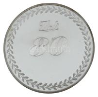 2017. "80. születésnapra" gravírozott, névre szóló, jelzett Ag emlékérem kapszulában, dísz...