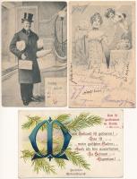 12 db RÉGI karácsonyi és újévi üdvözlőlap jó állapotban, közte 1905 előttiek is, néhány litho / 12 p...