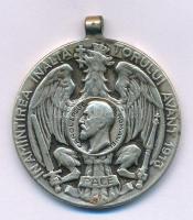 Románia 1913. "Az 1913-as szárnyalás emlékére - I. Károly, Románia királya - Béke / A Kárpátoktól a Dunán át a Balkánig" kétoldalas fehérfém emlékérem füllel (38mm) T:VF Romania 1913. "IN AMINTIREA INALTATORULUI AVANT 1913. CAROL I REGE AL ROMANIEI. PACE. / DIN CARPATI PESTE DUNARE LA BALCANI." (In memory of the soaring 1913 - Carol I, King of Romania - Peace / From the Carpathians across the Danube to the Balkans) two-sided white metal commemorative medallion with ear (38mm) C:VF