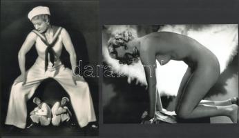 cca 1927 Manassé bécsi fotóműterem illusztrációs felvételei (az egyik fotómontázs, a másik szolidan erotikus), 2 db modern nagyítás, jelzés nélkül, 15x21 cm és 21x15 cm