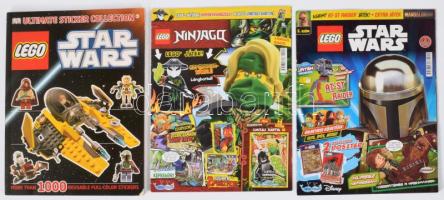 Vegyes Star Wars (Csillagok háborúja) tétel, 5 db: Brian Daley: Han Solo hadjárata.; Szökes Jabba palotájából képregény; Lego Star Wars matrica gyűjtőalbum és magazinok.