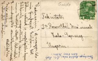 1914 Grado, fürdőző társaság, öltöző kabinok / beach, bathers, dressing cabins. photo (EK)