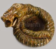 Gorka Lívia (1925-2011): Kígyó. Kézzel formált mázas kerámia figura, jelzett, d: 17 cm, m: 10 cm /// Lívia Gorka (1925-2011): Snake. Hand-formed glazed ceramic figure, marked, d: 17 cm, h: 10 cm