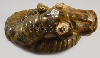 Gorka Lívia (1925-2011): Kígyó. Kézzel formált mázas kerámia figura, jelzett, d: 17 cm, m: 10 cm ///...