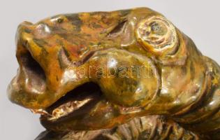 Gorka Lívia (1925-2011): Kígyó. Kézzel formált mázas kerámia figura, jelzett, d: 17 cm, m: 10 cm ///...