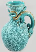 cca 1885 Zsolnay sárkánykorsó. Korongozott és kézzel formált, plasztikus elemekkel díszített porcelá...