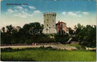 1917 Erdőd, Károlyierdőd, Ardud (Szatmár); Erdődvár, Rákóczi vár, Petőfi torony. Vasúti levelezőlapárusítás 1. sz. 1916. / castle, tower (EK)