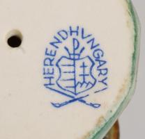 Herendi madár pillangóval. Kézzel festett, jelzett, pillangó ragasztott. 15 cm