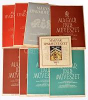 1940-1943 Magyar Iparművészet folyóirat 8 db száma, főszerk.: Szablya-Frischauf Ferenc, kiadja: az Országos Magyar Iparművészeti Társulat. Kiadói tűzött papírkötés, vegyes állapotban. + 1996 Magyar Iparművészet 1996/3. szám