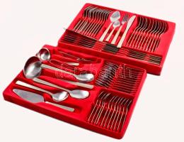 Wiss Mayer Solingen sokdarabos evőeszköz készlet, 2 tálcán, certifikátokkal, díszkofferben