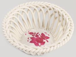 Herendi Apponyi purpur mintás kínáló, jelzett, d: 9 cm