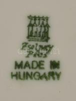 6 darab magyar porcelán dísztárgy, közte Herendi fogpiszkatartó, Herendi váza, Zsolnay bonbonier, Ho...