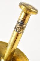 Bronz mozsár, törővel, m: 7 cm, törő h: 12,5 cm