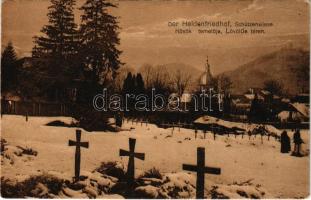 1916 Brassó, Kronstadt, Brasov; Brassó felszabadítása, Hősök temetője a Lövölde téren télen / Die Befreiung Kronstadts. Der Heldenfriedhof, Schützenwiese / WWI entry of the German troops, military heroes' cemetery in winter (EK)
