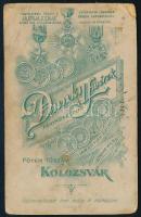 cca 1900 Két fiatal lány portréja, vizitkártya a Dunky fivérek kolozsvári műterméből, kissé viseltes...