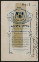 cca 1910 Öltönyös úr portréja, vizitkártya Kováts István székelyudvarhelyi műterméből, a hátoldalon ...